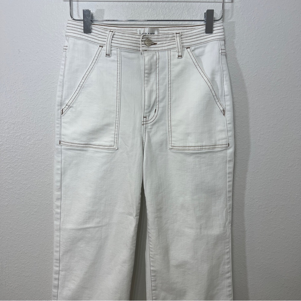 FRAME denim the Utility Trouser Wide Leg Jeans Au Natural Clean Contrast Stitch - Picture 4 of 12
